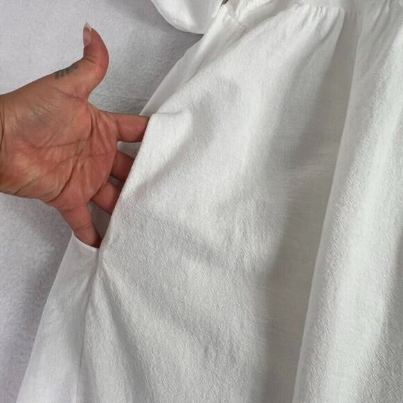 Universal Thread Dress XS White Puff Sleeve Peasant Necktie Cottage Core - Picture 13 of 14